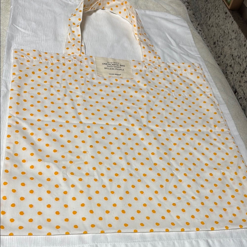 New Vera Moda Orange Polka Dot Tote Bag From Helsinki Finland Pro Recycling ♻️